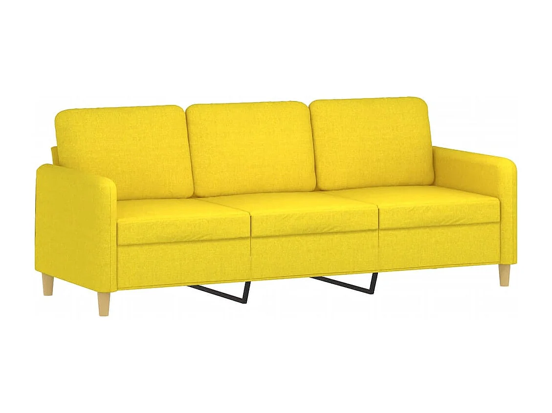 3 pcs conjunto de sofás com almofadas tecido amarelo-claro