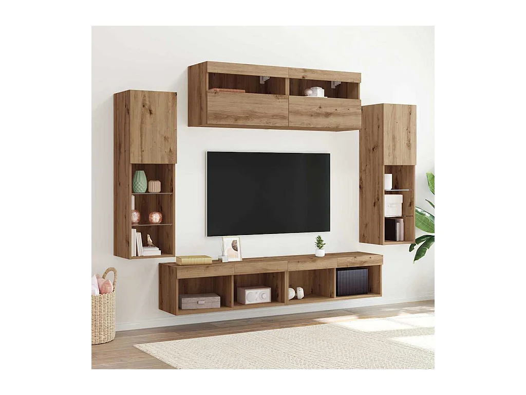 TV-Wandregal-Set 6 pcs Artisan-Eiche 30.5 x 30 x 102 cm