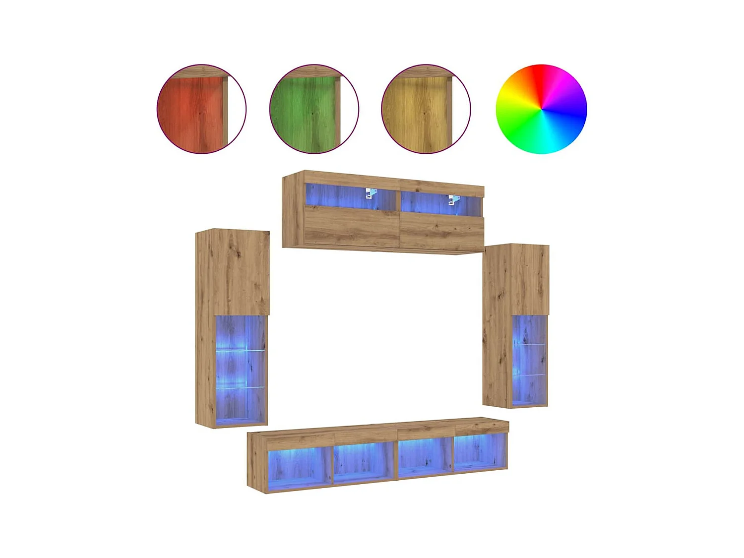 TV-Wandregal-Set 6 pcs Artisan-Eiche 30.5 x 30 x 102 cm