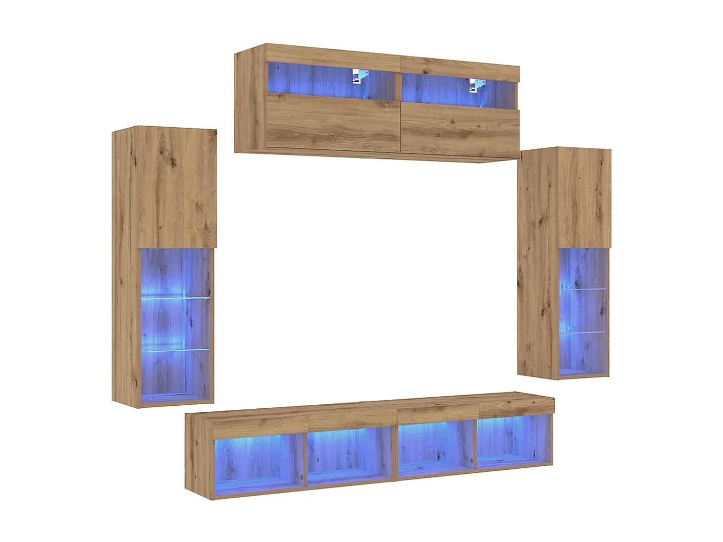 TV-Schrankset Wandmontiert 6 pcs Artisan-Eiche Holzwerkstoff