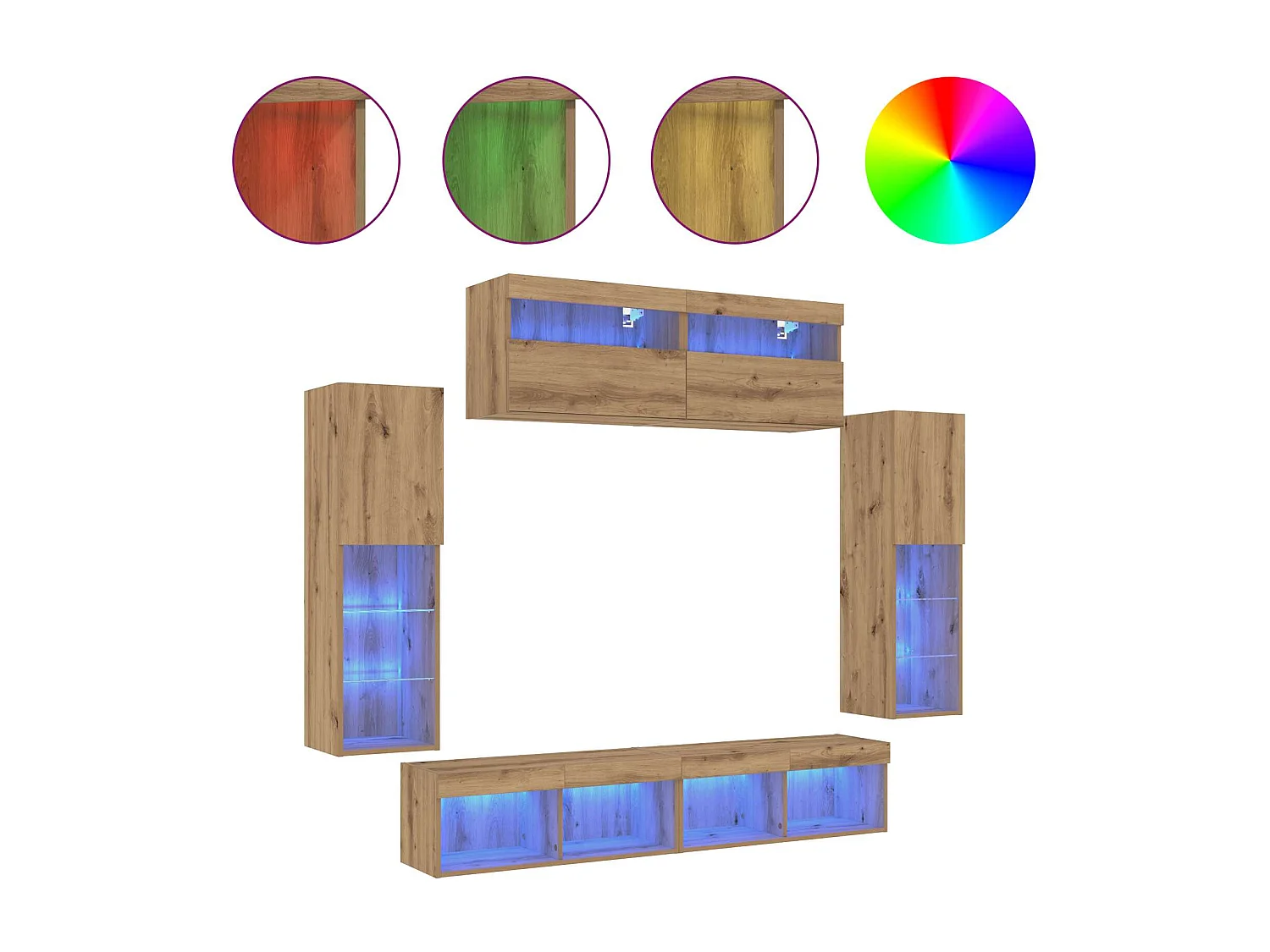 TV-Schrankset Wandmontiert 6 pcs Artisan-Eiche Holzwerkstoff