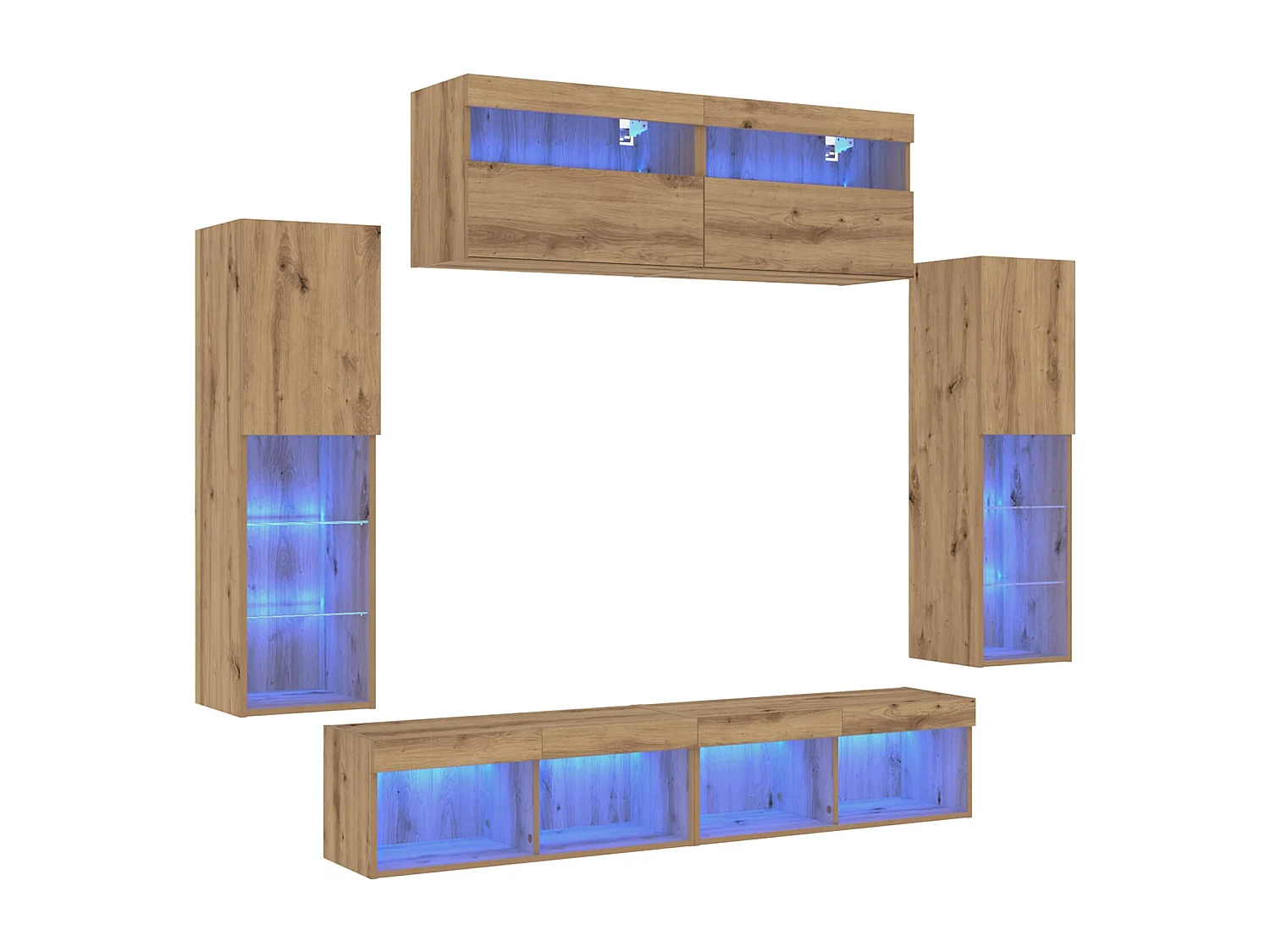 TV-Schrankset Wandmontiert 6 pcs Artisan-Eiche Holzwerkstoff