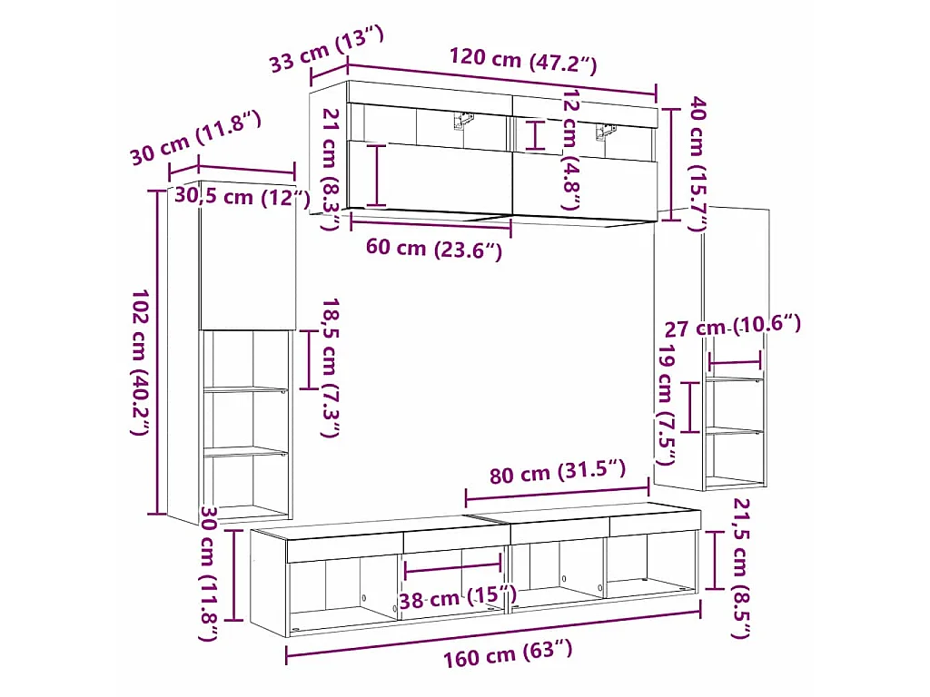 Conjunto de mueble de TV 6 uds. Roble artisan