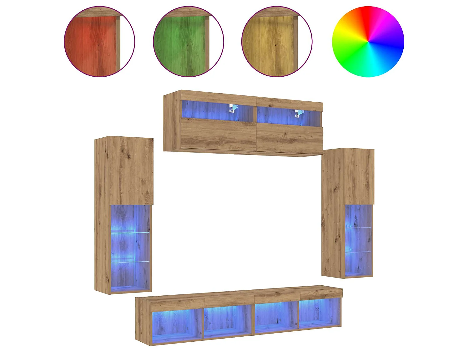 Conjunto de mueble de TV 6 uds. Roble artisan