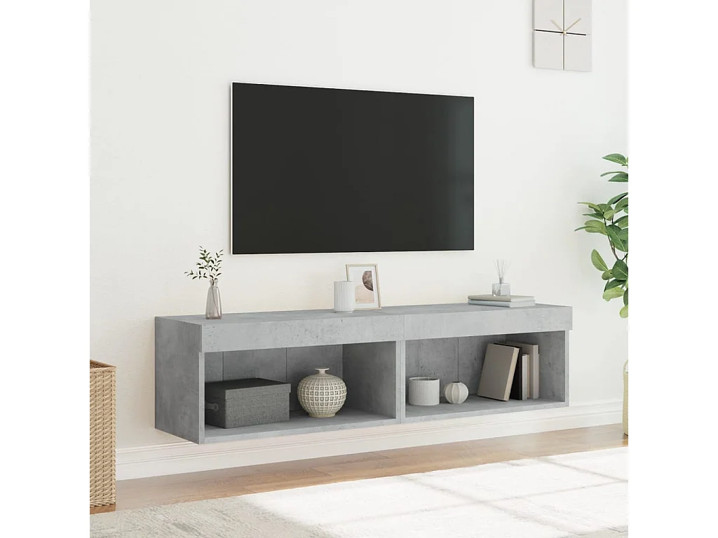 Meubles TV avec lumières LED 2 pcs gris béton 60x30x30 cm