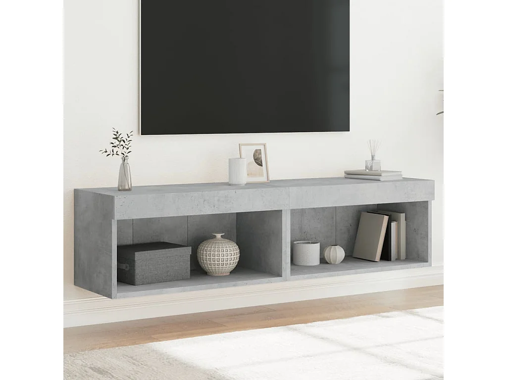 TV-Schränke mit LED-Leuchten 2 Stk. Betongrau 60x30x30 cm