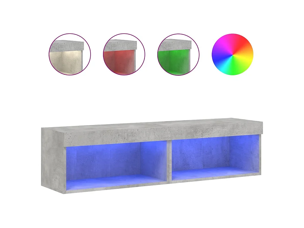 Meubles TV avec lumières LED 2 pcs gris béton 60x30x30 cm