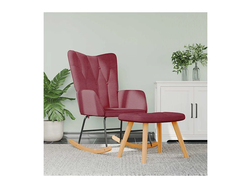 Chaise à bascule avec tabouret Rouge bordeaux Tissu