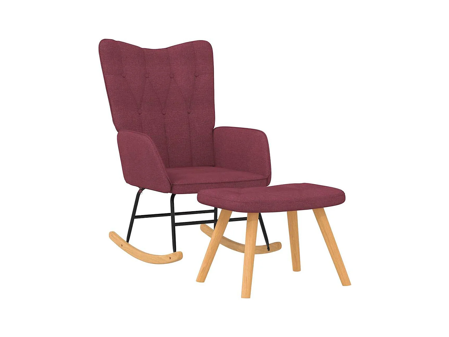 Chaise à bascule avec tabouret Rouge bordeaux Tissu