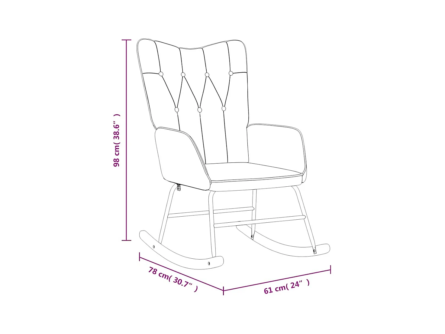 Chaise à bascule avec tabouret Rouge bordeaux Tissu