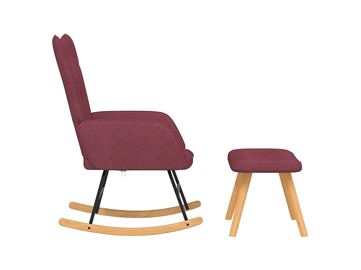 Chaise à bascule avec tabouret Rouge bordeaux Tissu