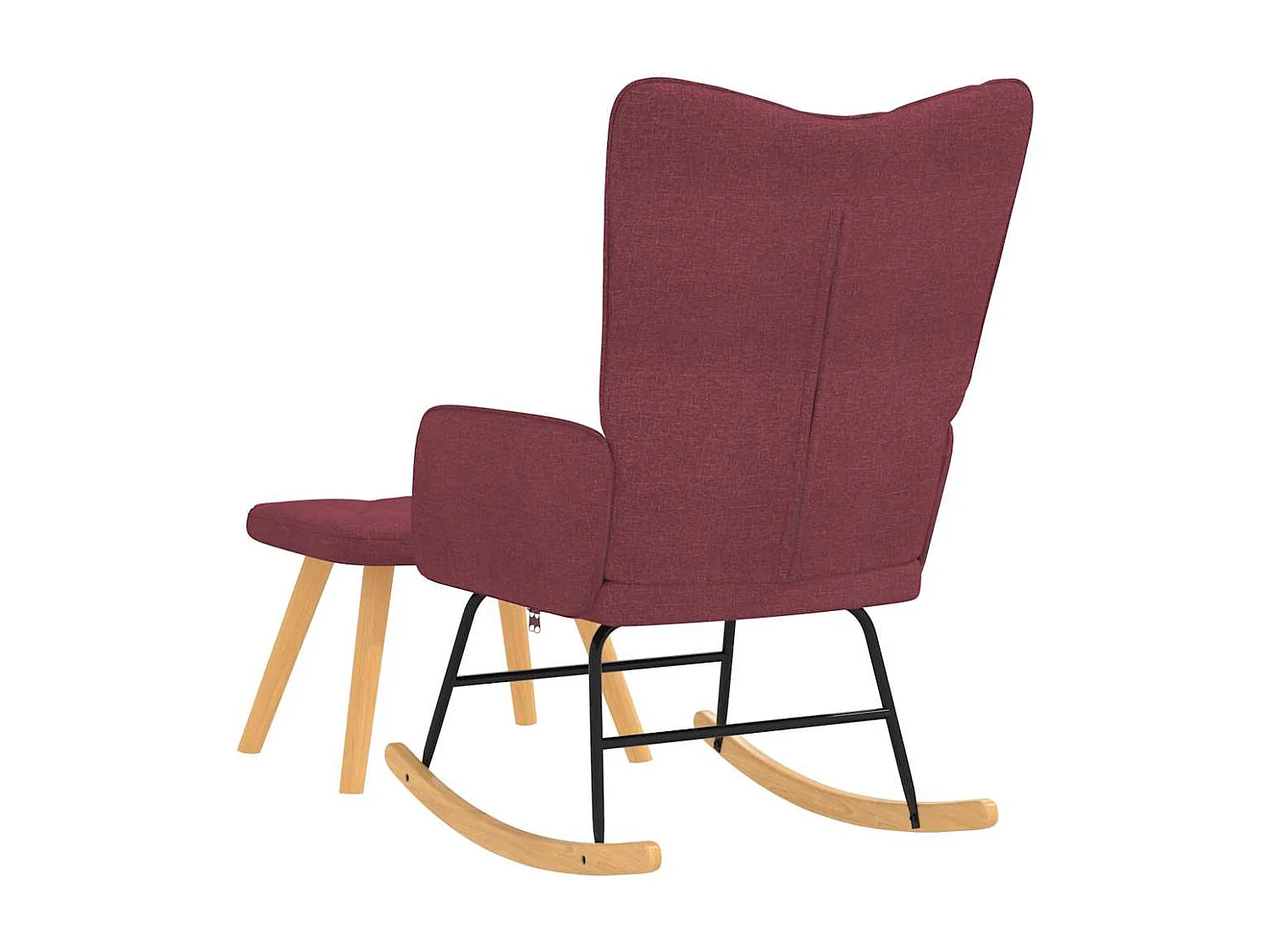 Schommelstoel met voetenbank stof wijnrood