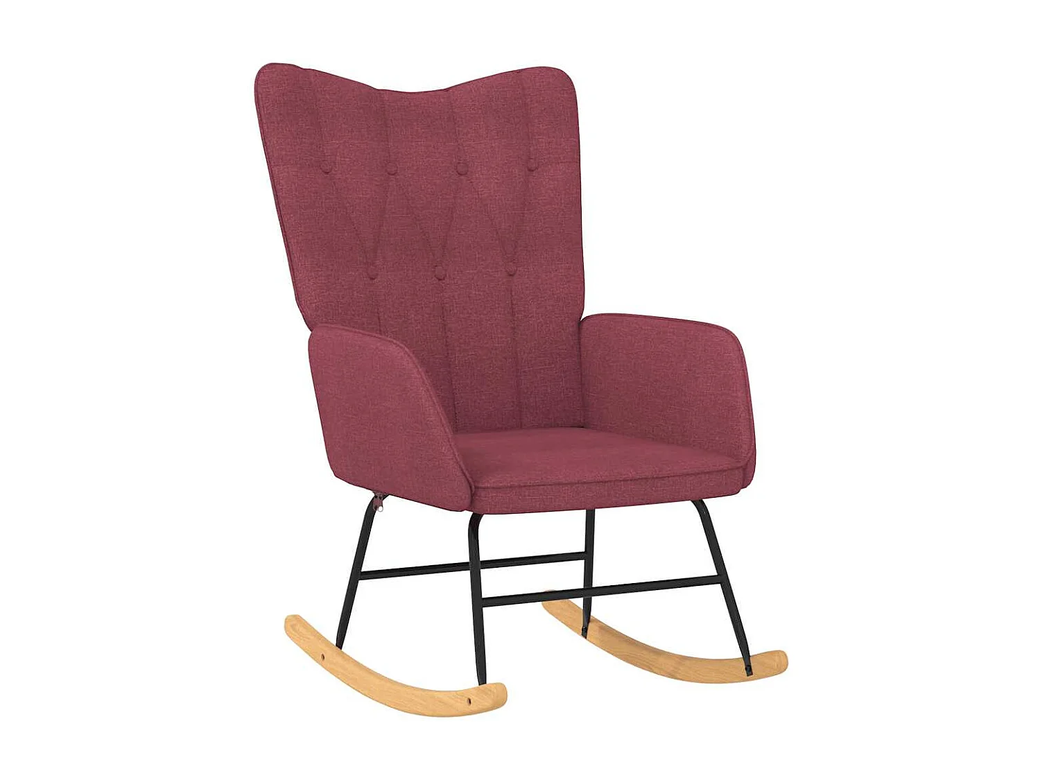 Schommelstoel met voetenbank stof wijnrood