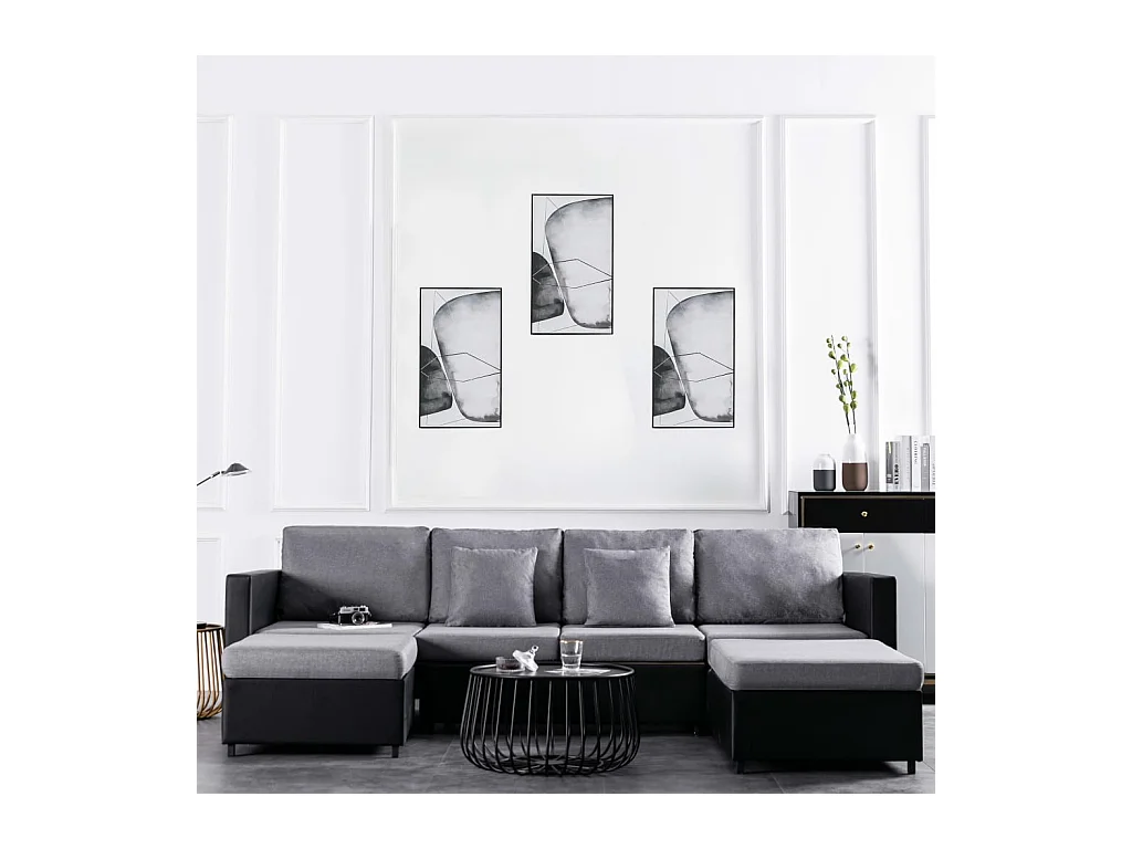 Canapé-lit extensible à 4 places similicuir noir