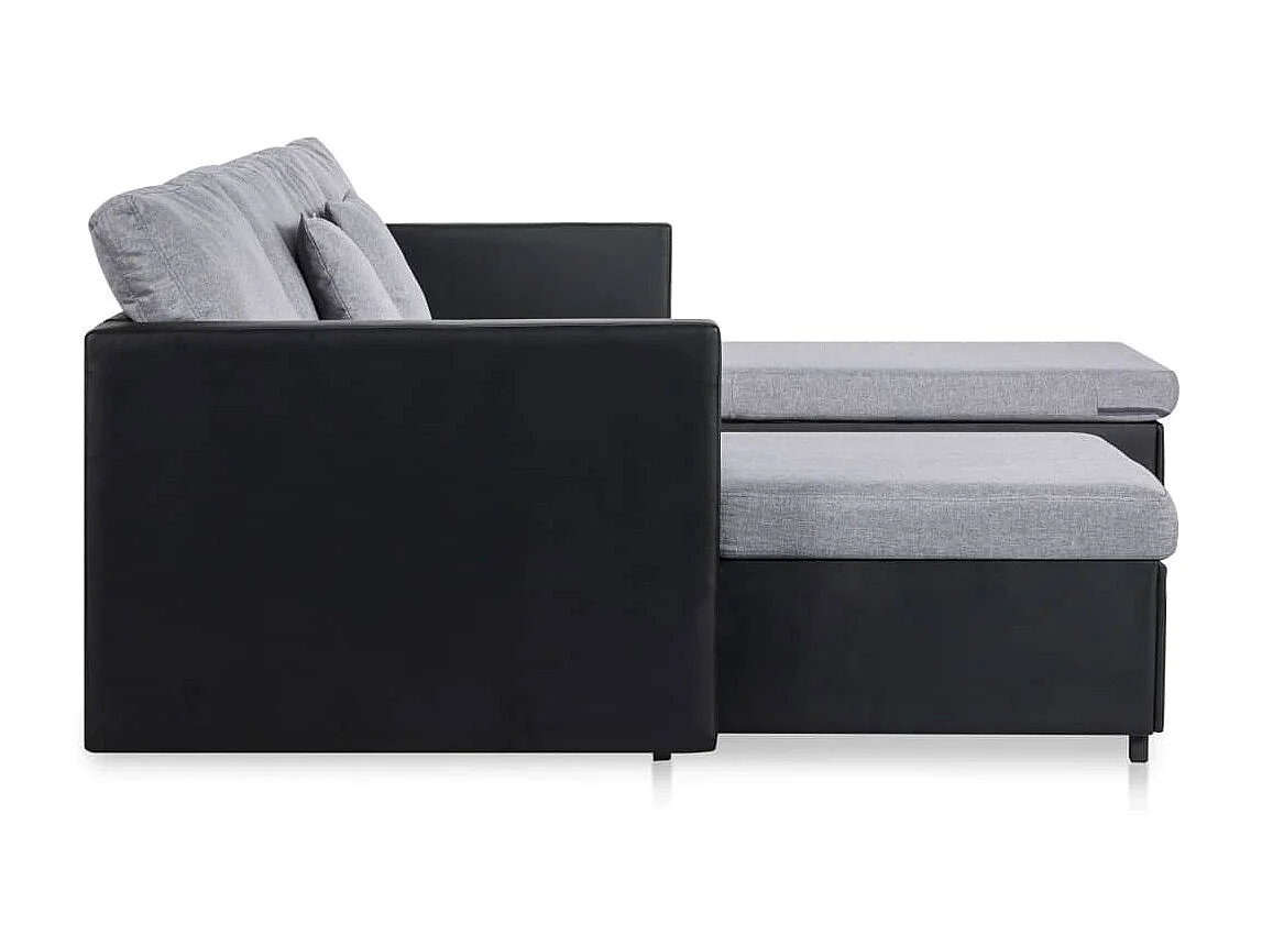 Sofá-cama em couro artificial 4 lugares preto