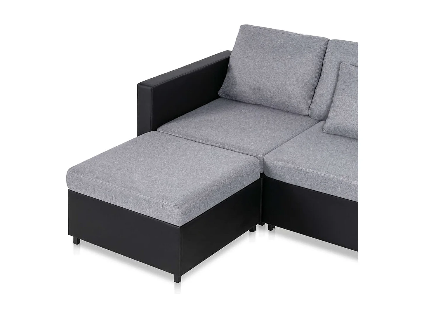 Sofá-cama em couro artificial 4 lugares preto