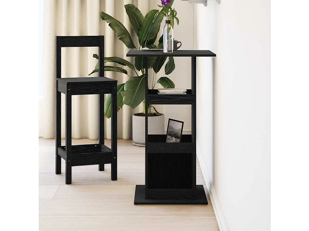 Bartisch Schwarz Eichen-Optik 60 x 60 x 100 cm Holzwerkstoff