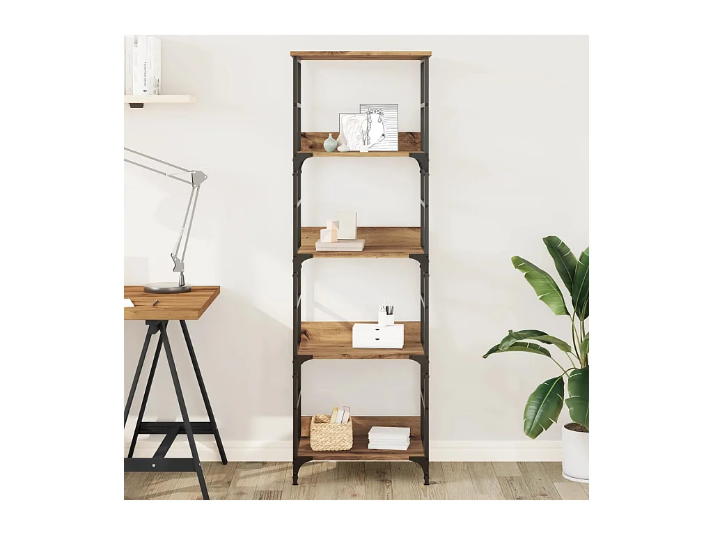 Bibliothèque chêne artisanal 50x33x153 cm bois d'ingénierie