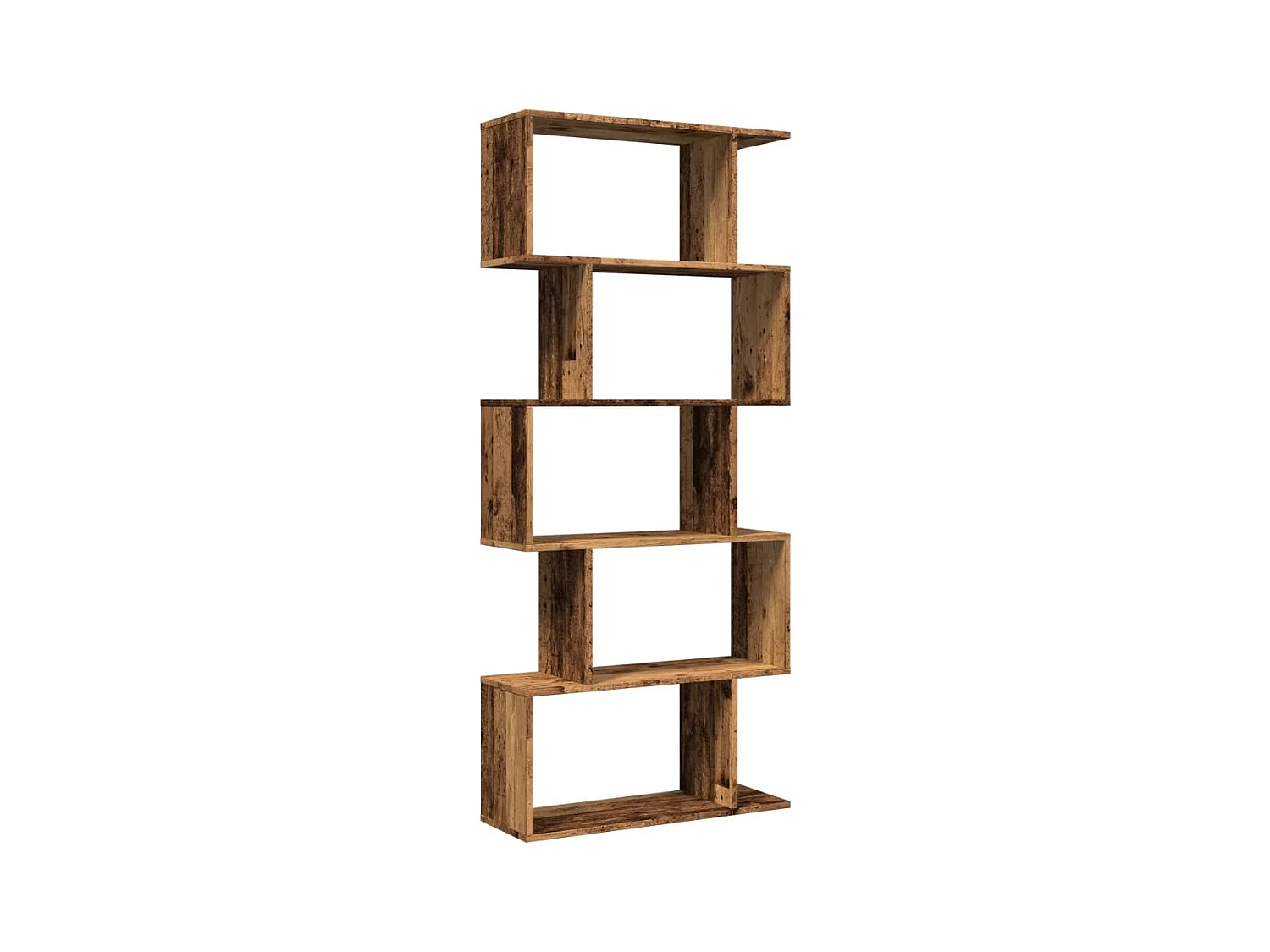 Étagère séparatrice de pièce à 5 niveaux vieux bois 70x24x161cm