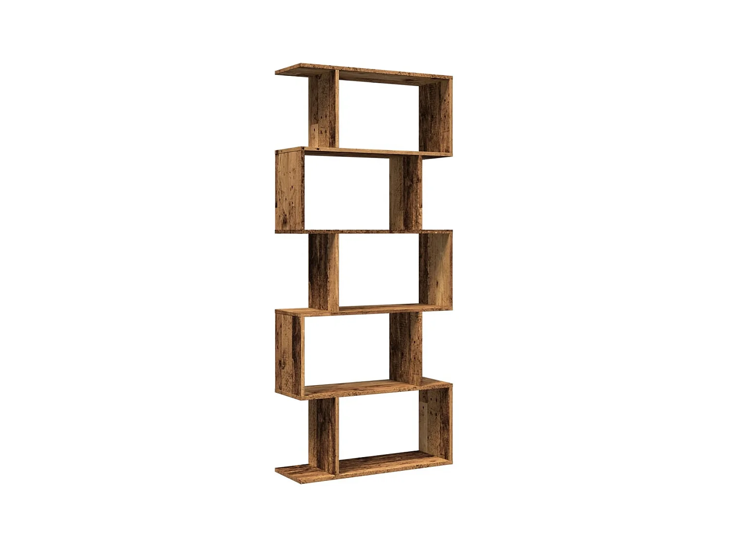 Raumteiler-Bücherregal 5 Etagen Altholz-Optik 70x24x161 cm