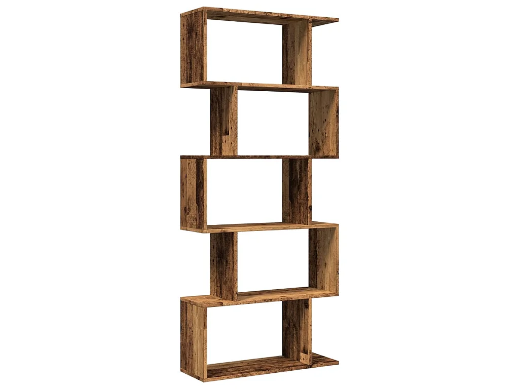 Raumteiler-Bücherregal 5 Etagen Altholz-Optik 70x24x161 cm