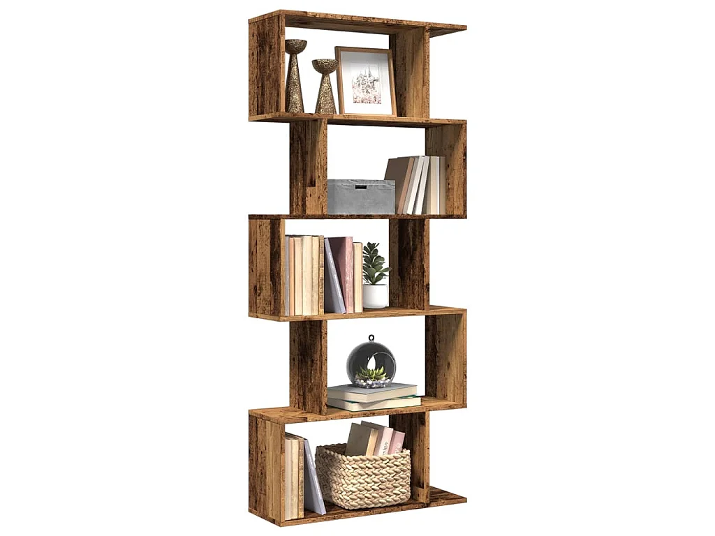 Raumteiler-Bücherregal 5 Etagen Altholz-Optik 70x24x161 cm