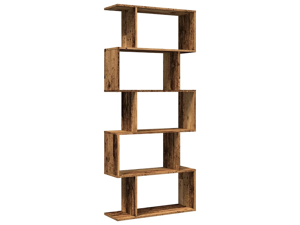 Raumteiler-Bücherregal 5 Etagen Altholz-Optik 70x24x161 cm