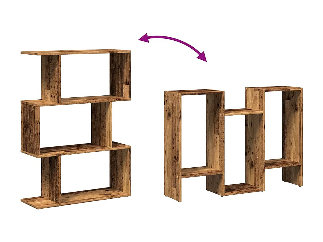 Raumteiler-Bücherregal 3 Fächer Altholz-Optik 70x24x97 cm