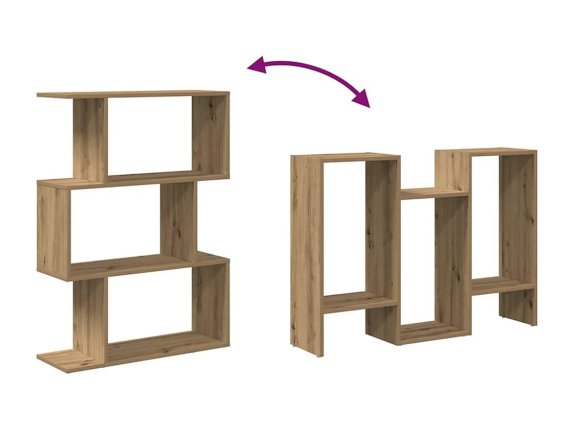 Étagère séparatrice de pièce à 3 niveaux chêne artisanal