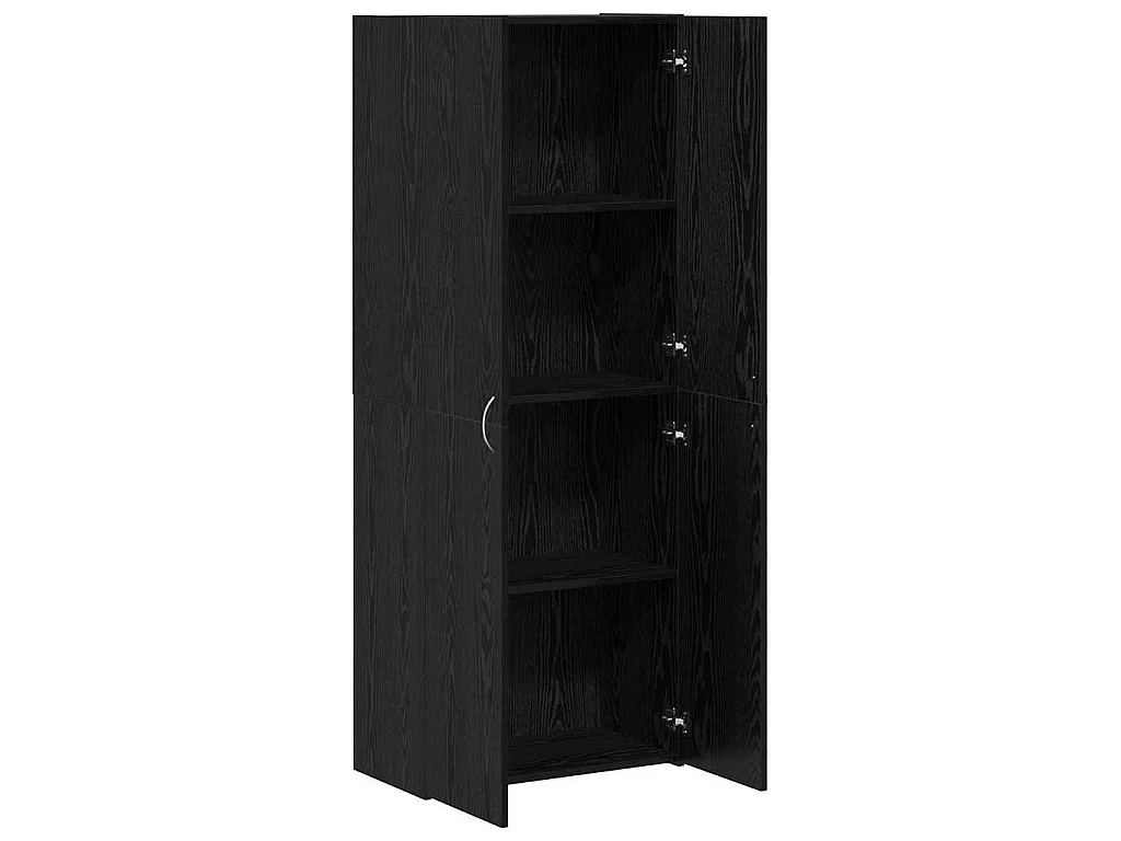 Kantoorkast Zwart Eiken 60 x 32 x 152,5 cm Bewerkt hout