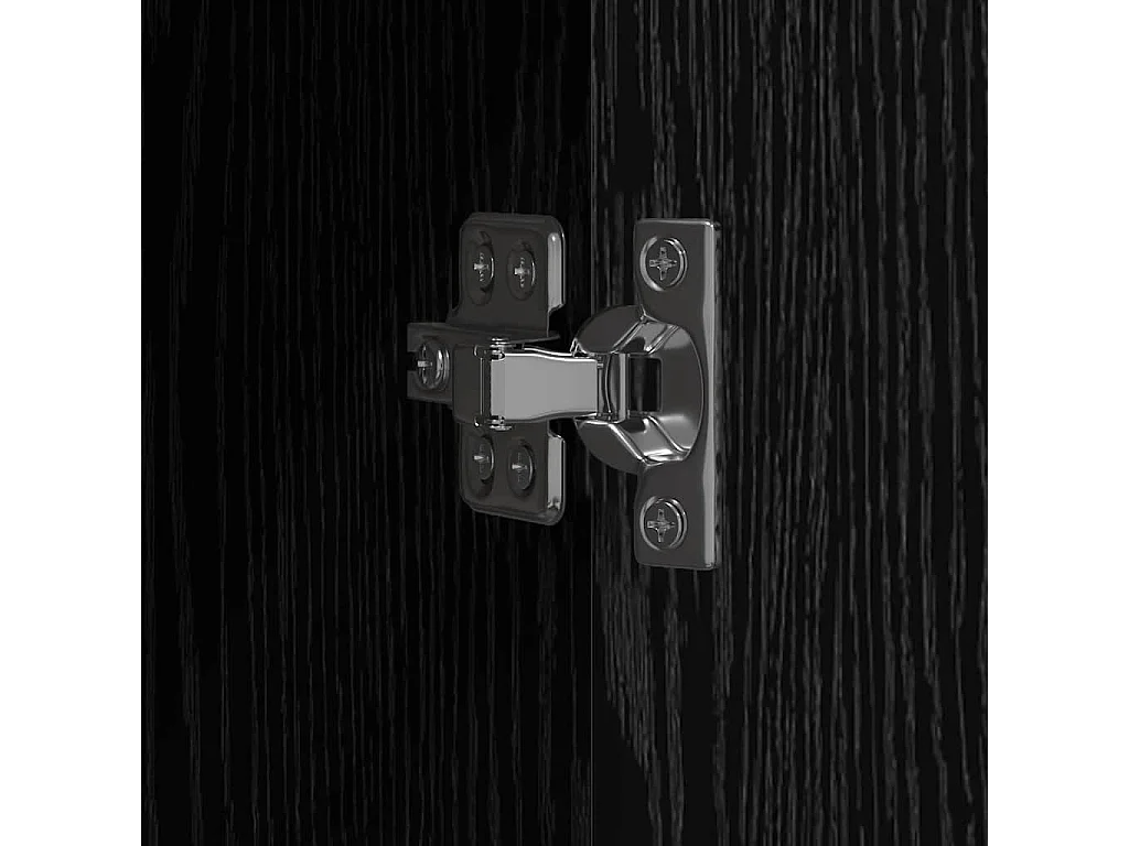 Kantoorkast Zwart Eiken 60 x 32 x 152,5 cm Bewerkt hout