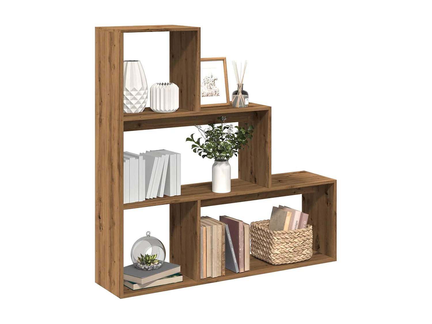 Raumteiler-Bücherregal 3 Stufen Artisan-Eiche 123x29x123 cm