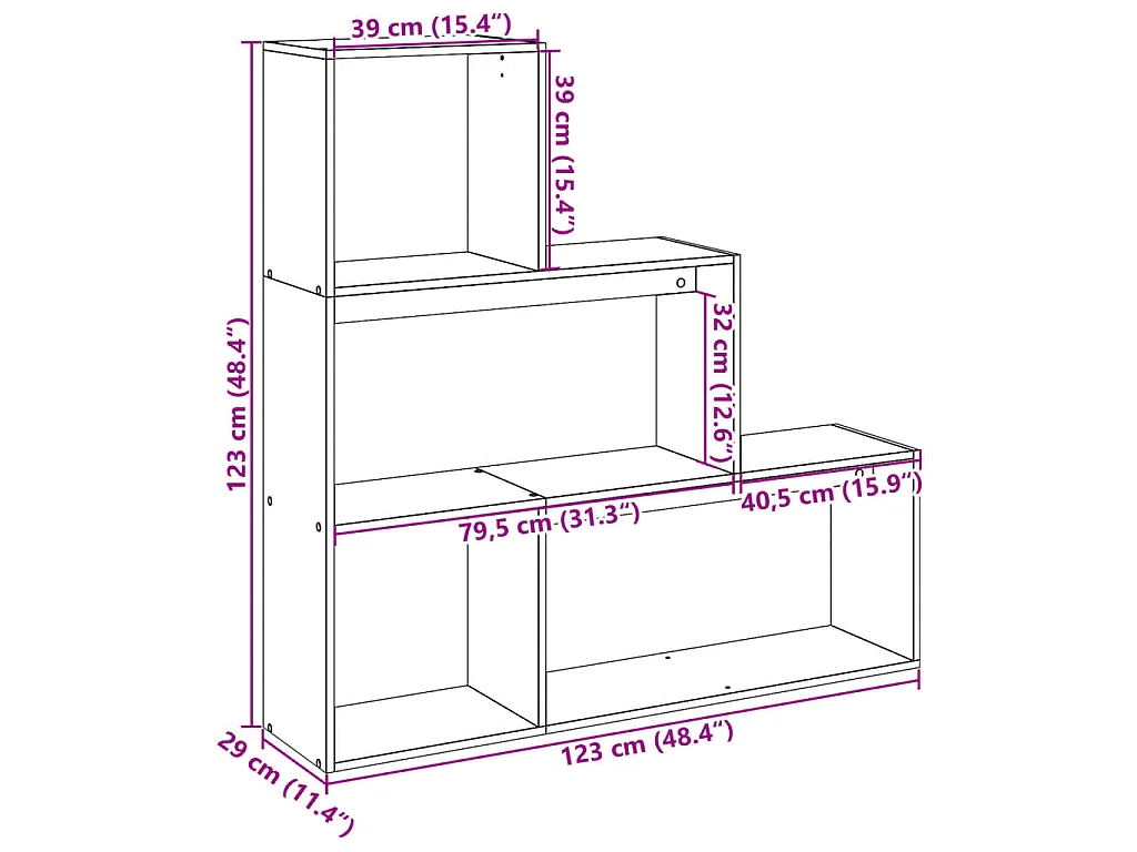 Libreria 3Ripiani Rovere Artigianale 123x29x123cm in Truciolato