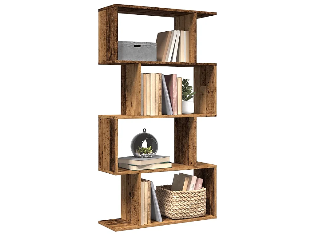 Libreria 4 Ripiani Legno Vecchio 70x24x129 cm in Truciolato