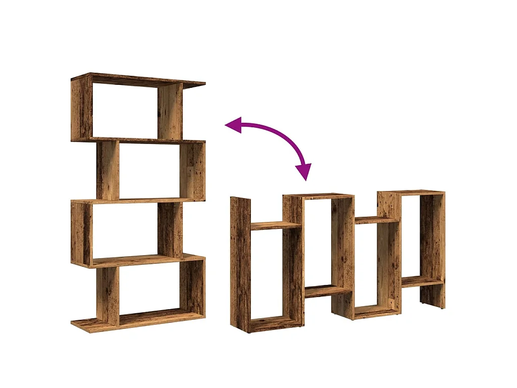 Libreria 4 Ripiani Legno Vecchio 70x24x129 cm in Truciolato