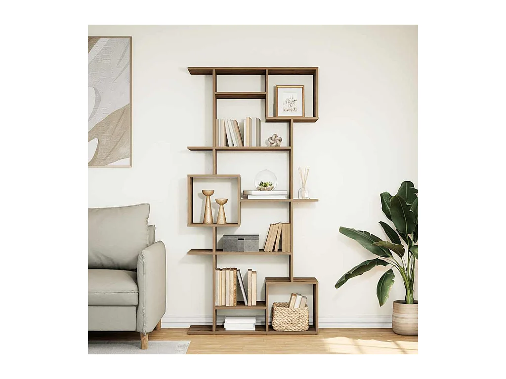 Boekenkast 92x29x188 cm bewerkt hout artisanaal eikenkleur