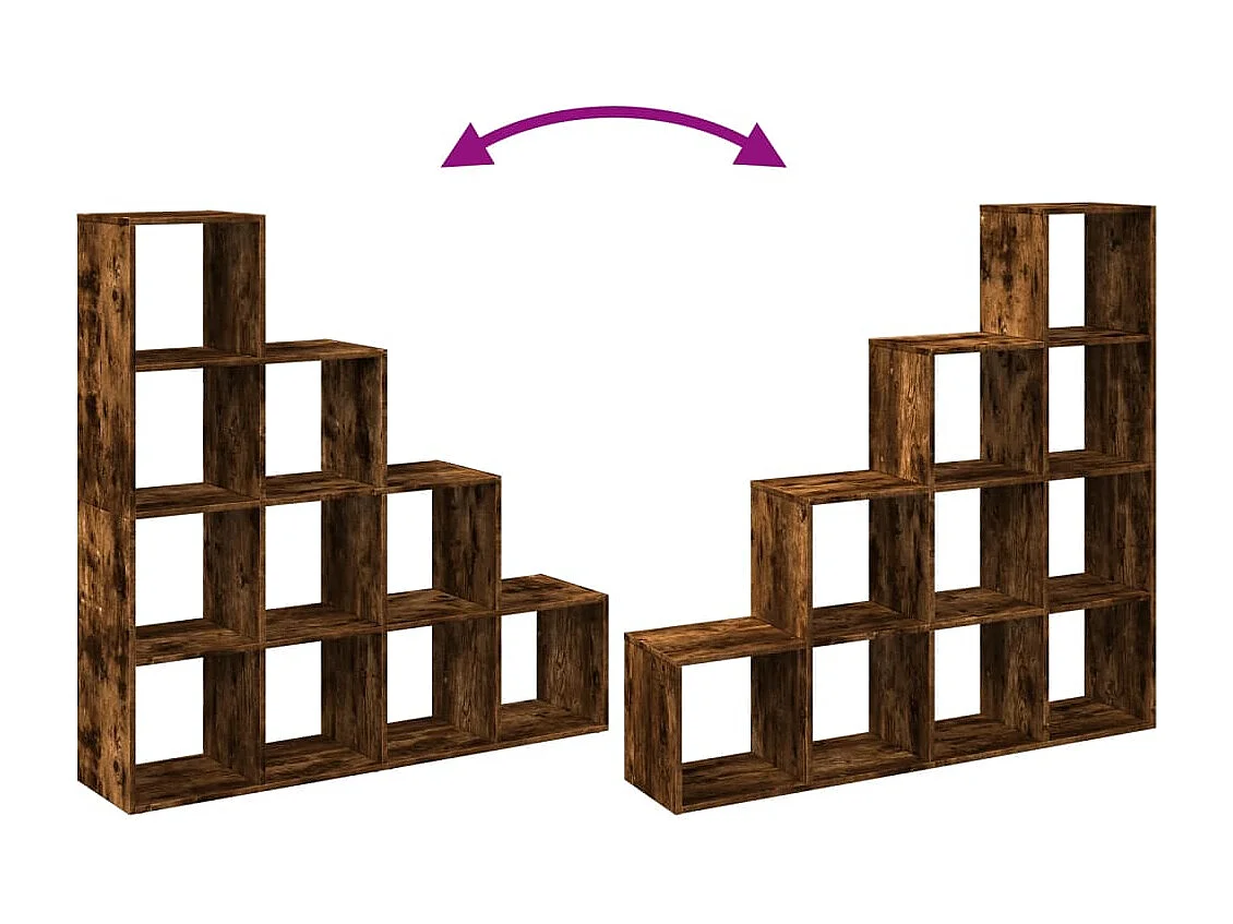 Librería divisora 4 niveles roble ahumado 131,5x29x131,5 cm