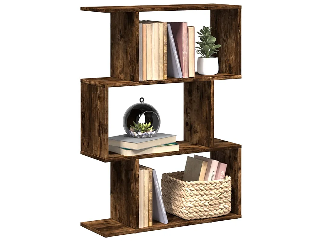 Kamerscherm / boekenkast 3-laags 70x24x97 cm hout gerookt eik