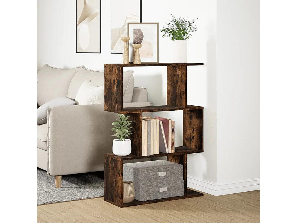 Kamerscherm / boekenkast 3-laags 70x24x97 cm hout gerookt eik