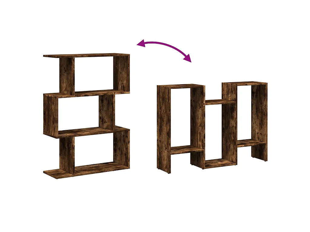 Kamerscherm / boekenkast 3-laags 70x24x97 cm hout gerookt eik