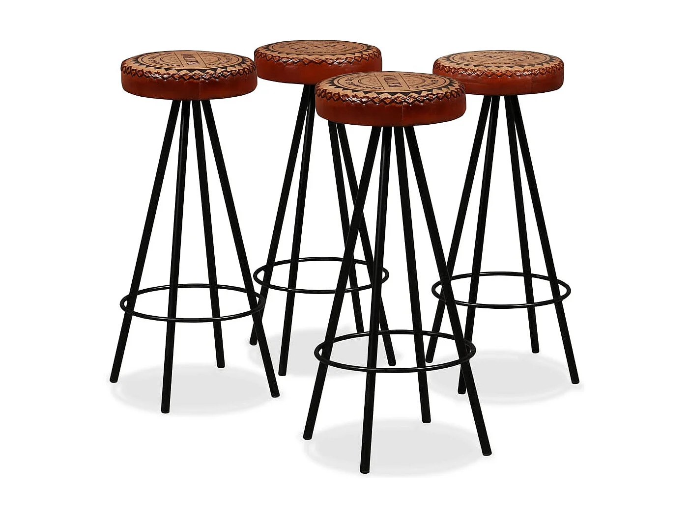 Ensemble de bar 9 pcs Bois de récupération et cuir véritable