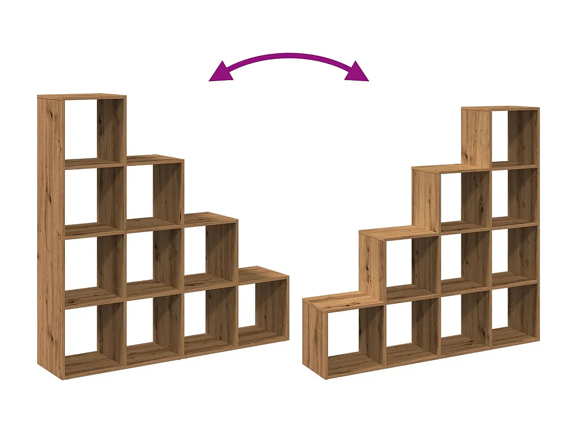 Étagère séparatrice de pièce à 4 niveaux chêne artisanal