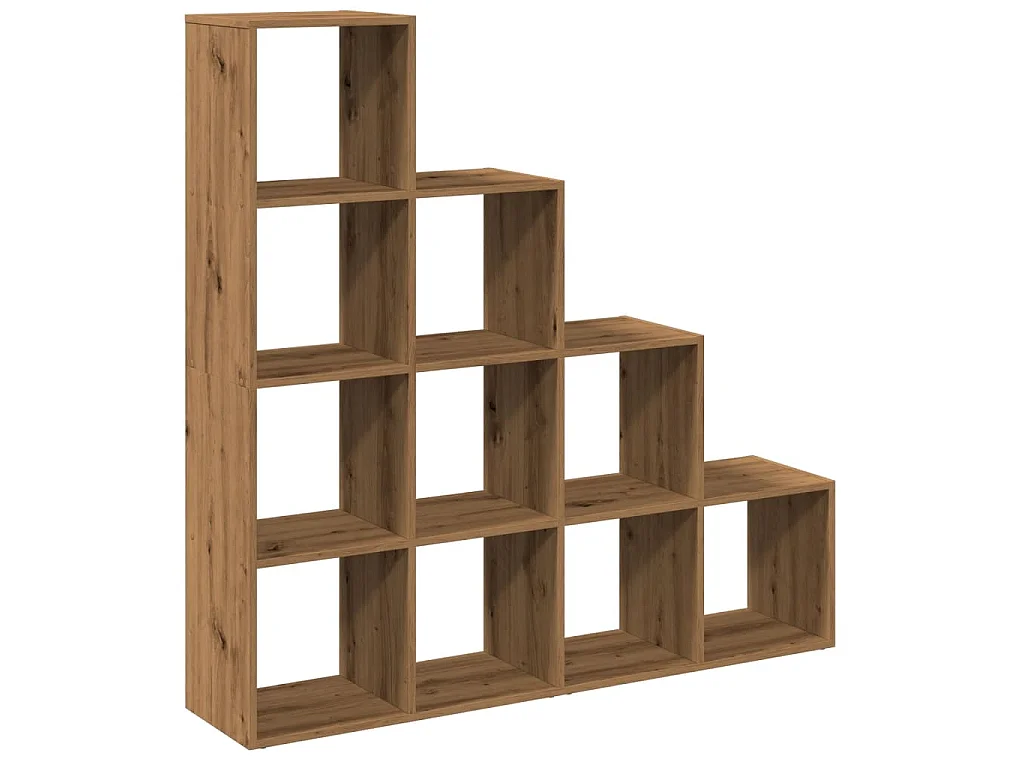 Étagère séparatrice de pièce à 4 niveaux chêne artisanal