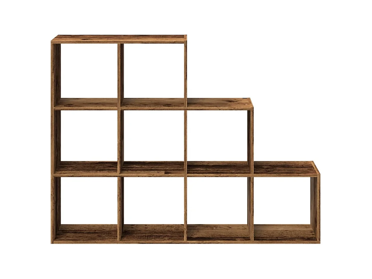 Étagère séparatrice de pièce à 3 niveaux vieux bois