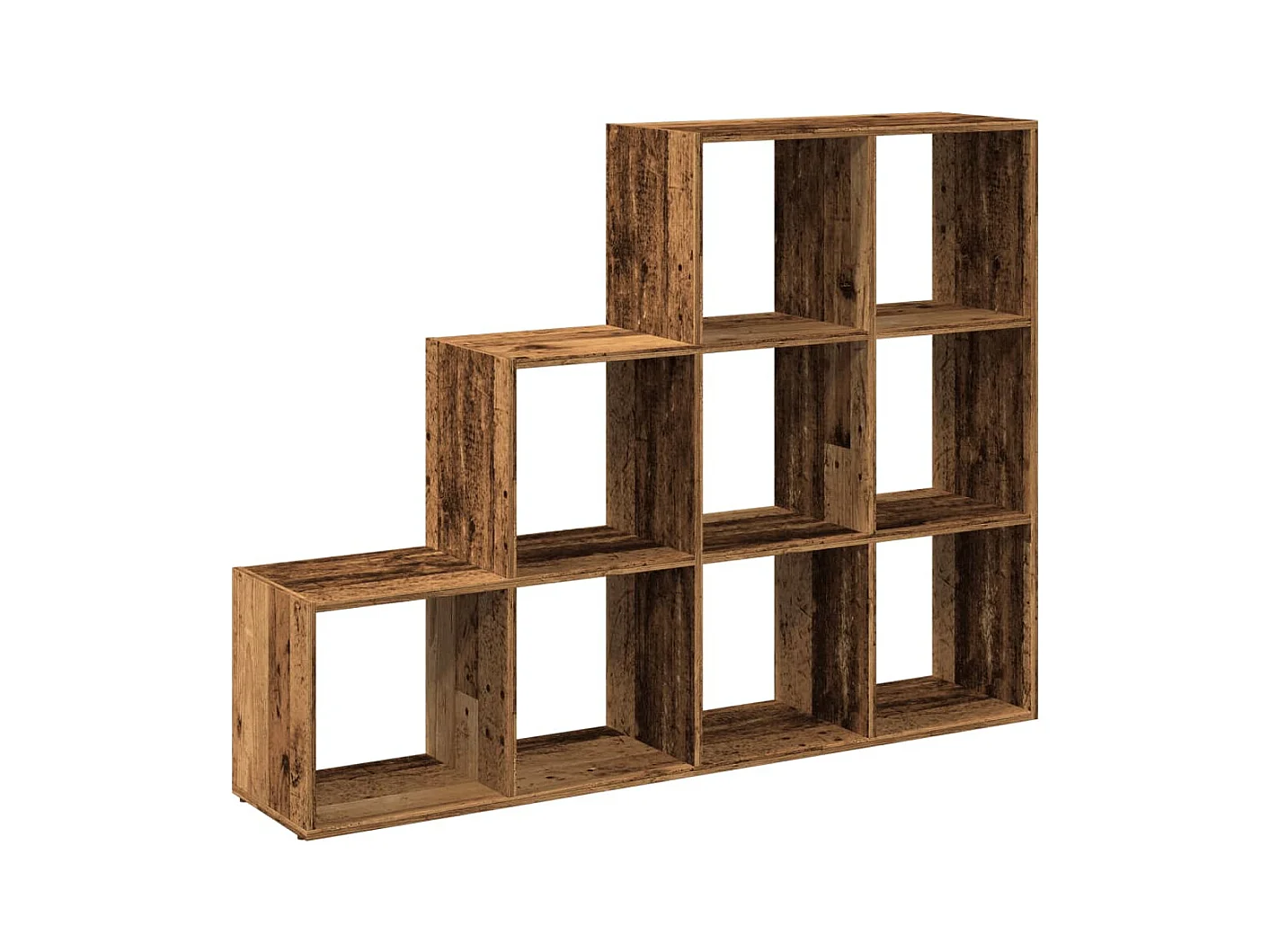 Étagère séparatrice de pièce à 3 niveaux vieux bois