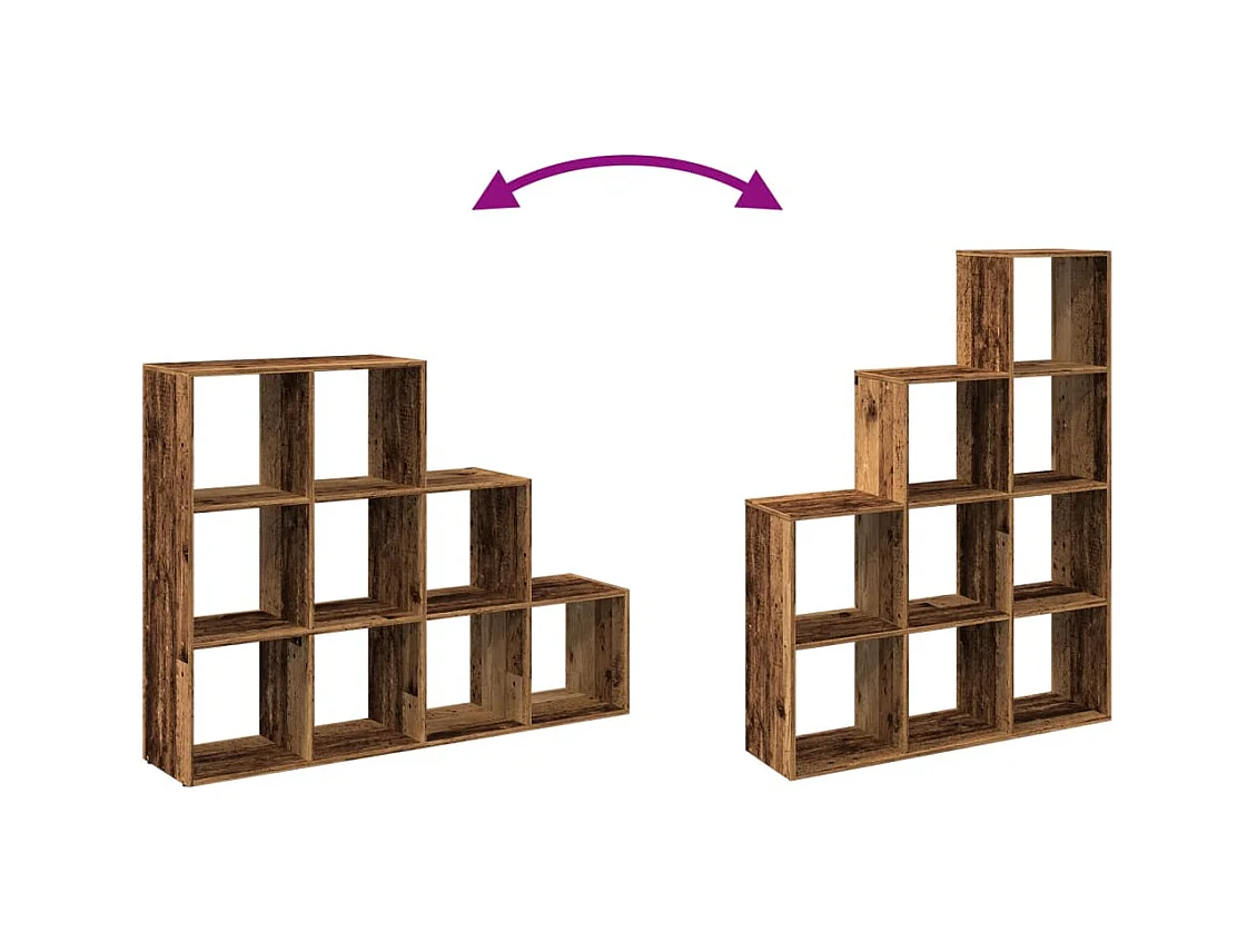 Étagère séparatrice de pièce à 3 niveaux vieux bois