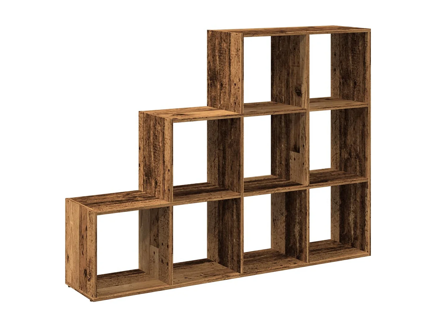 Librería divisora 3 niveles madera envejecida 137,5x29x103,5 cm