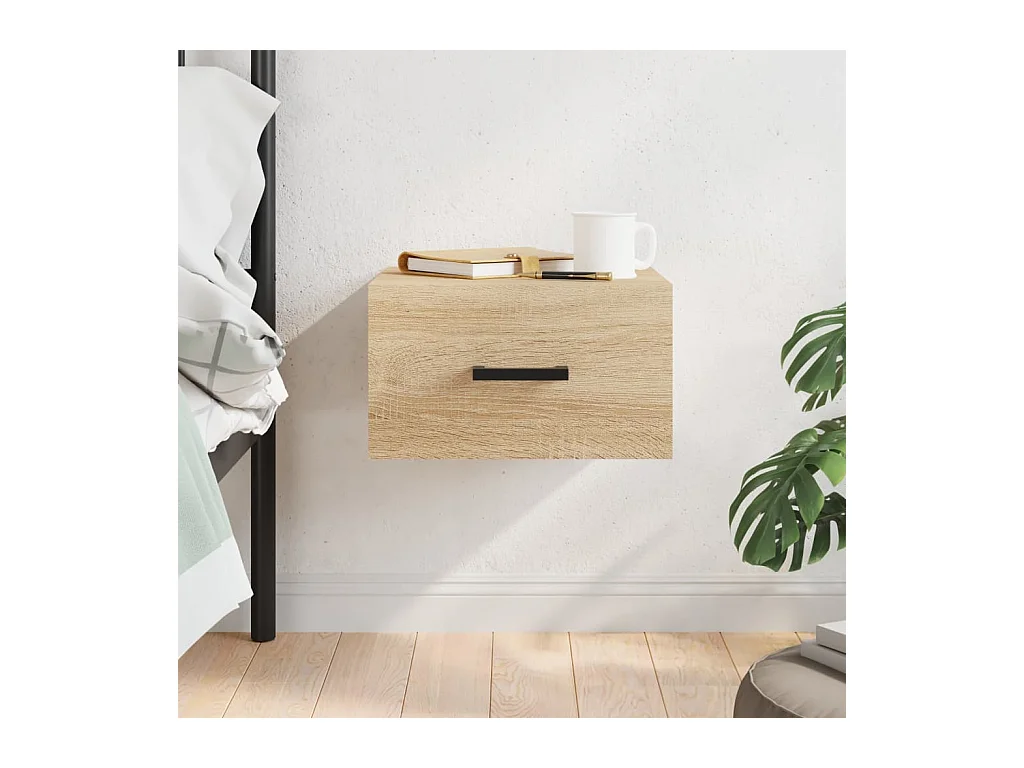 Table de chevet murale chêne sonoma 35x35x20 cm