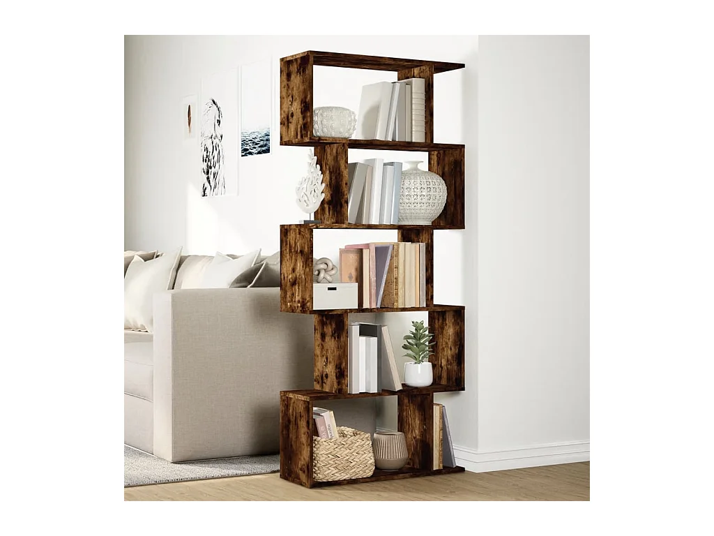 Raumteiler-Bücherregal 5 Etagen Räuchereiche 70x24x161 cm
