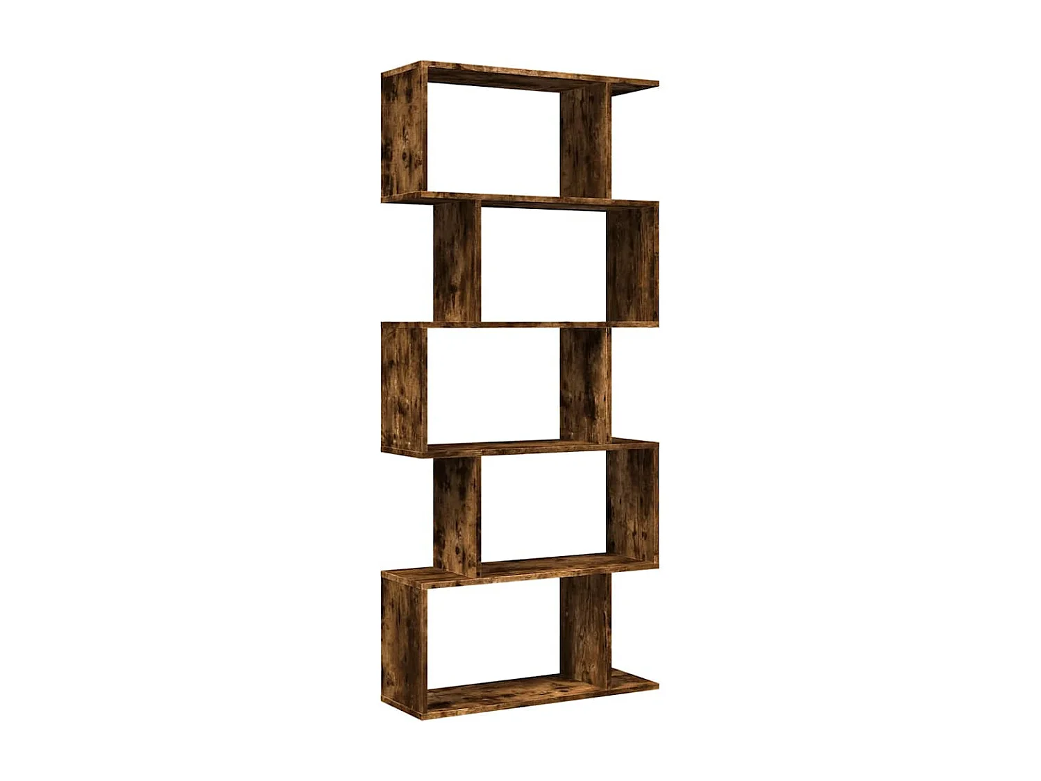 Étagère séparatrice de pièce à 5 niveaux chêne fumé 70x24x161cm